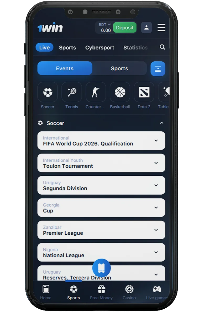 Live betting on the mobile app